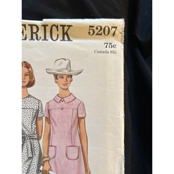 Butterick 1960s Sewing Pattern Semi Fitted A-Line One-Piece Dress Sz 12 Vtg - Picture 3 of 4